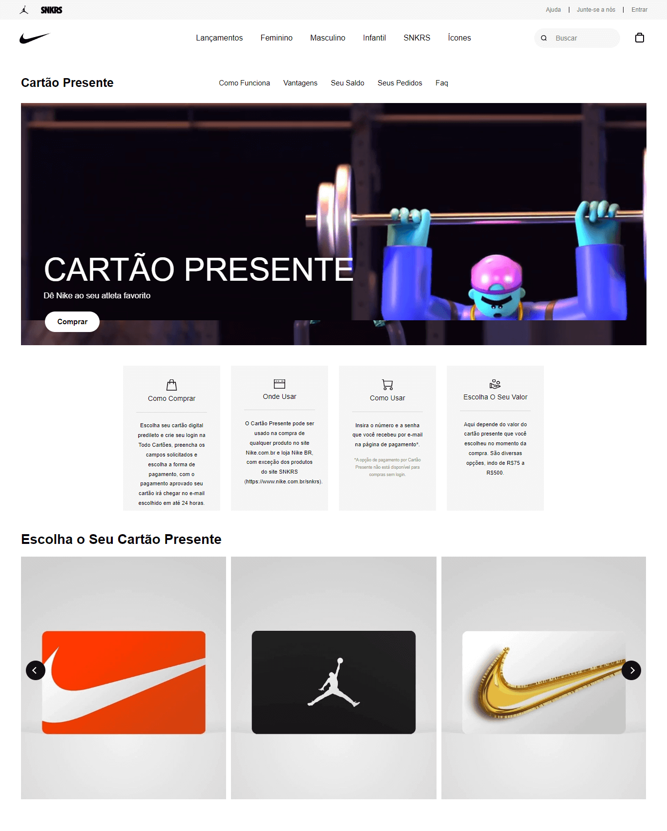 Nike Cartão Presente
